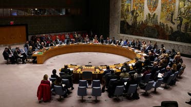 FILE PHOTO: The United Nations Security Council meets about the situation in Syria at United Nations Headquarters in the Manhattan borough of New York City, New York, U.S., February 28, 2020. REUTERS/Carlo Allegri/File Photo