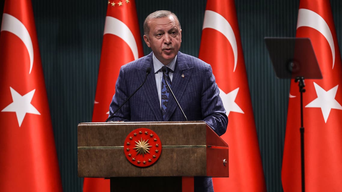 Turkish President Recep Tayyip Erdogan speaks during a press conference after the Cabinet Meeting at the Presidential Complex in Ankara on June 29, 2020.