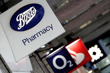 A logo of the British chemist chain, Boots, is seen in central London. (Reuters)