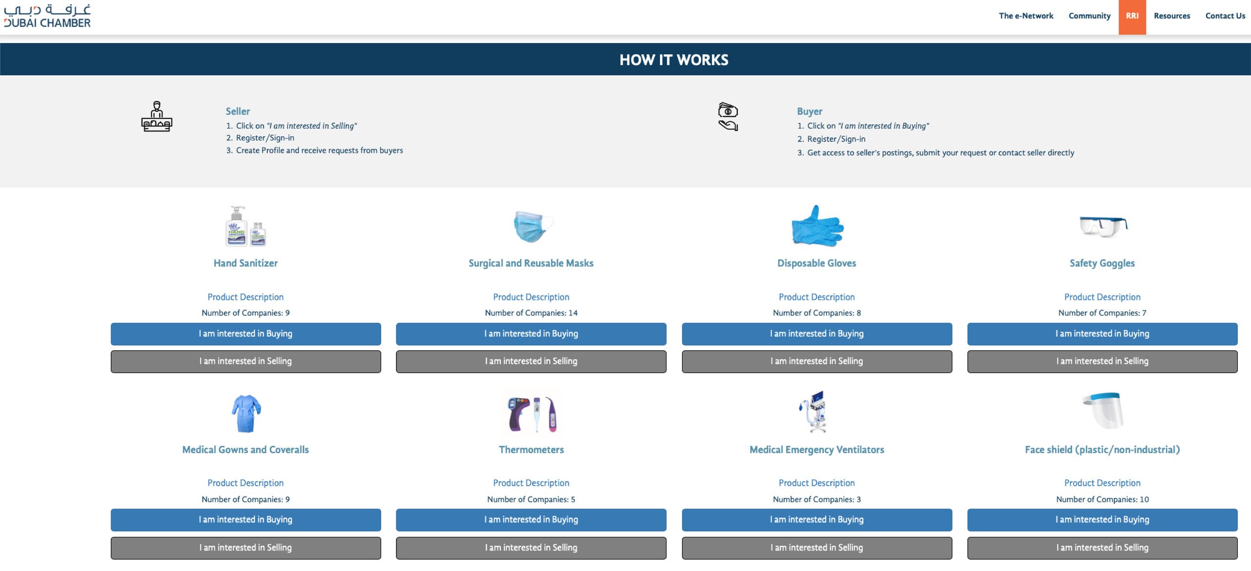 An image of Dubai Chamber's online PPE marketplace.