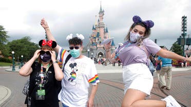 First visitors arrive at Disneyland Paris as the theme park reopens its doors to the public in Marne-la-Vallee, near Paris, following the coronavirus disease (COVID-19) outbreak in France, July 15, 2020. (Reuters)