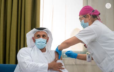 Sheikh Abdullah bin Mohammed Al Hamed, Chairman of the Department of Health – Abu Dhabi, DoH volunteers for the 4Humanity trials. (Dubai Media Office)