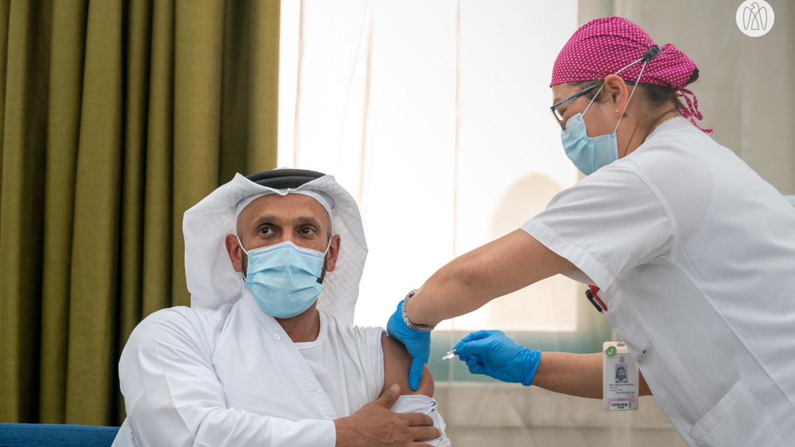A man being vaccinated as part of the latest G42 trials in the UAE, July 16, 2020. (Abu Dhabi media office)