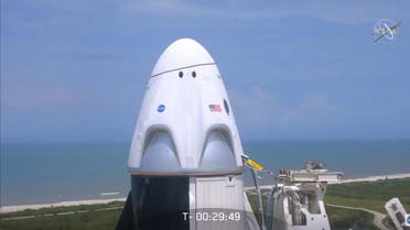 In this still image taken from NASA TV, the SpaceX Crew Dragon capsule is ready for launch at Kennedy Space Center in Florida, to the International Space Station on May 30, 2020. The mission, dubbed Demo-2, is the final test flight before NASA certifies the SpaceX spacecraft for regular crewed missions.