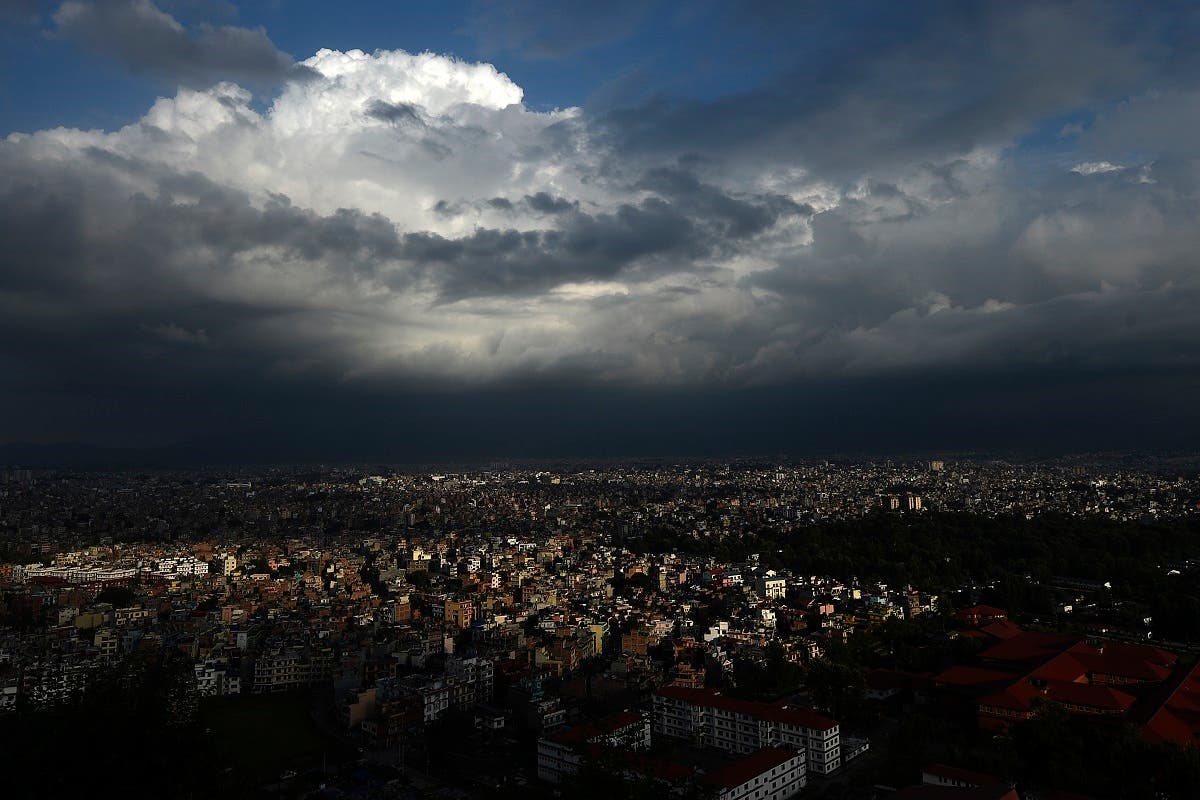 Monsoon clouds loom over Kathmandu on July 13, 2020. (AFP)