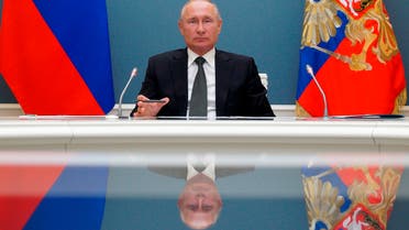 Russian President Vladimir Putin attends a video call in Moscow, Russia on June 30, 2020. (AP)