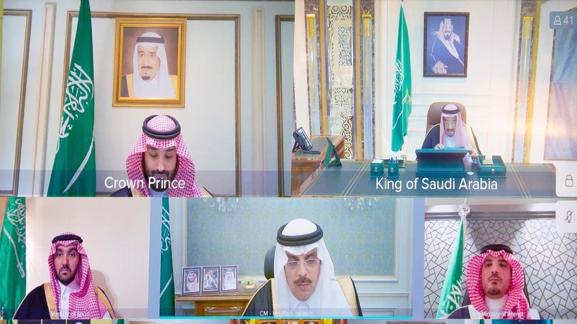 Saudi Arabia’s King Salman chairs virtual cabinet session from King Faisal hospital. (Supplied)