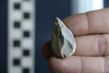 A prehistoric stone tool found at a cave in Zacatecas in central Mexico is seen in this image released on July 22, 2020. (Reuters)