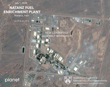 A handout satellite image shows the new centrifuge assembly workshop at the Natanz Fuel Enrichment Plant. (Planet Labs Inc and Middlebury Institute of International Studies at Monterey via Reuters)