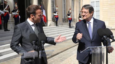 الرئيس الفرنسي ونظيره القبرصي(23 يوليو 2020- فرانس برس)