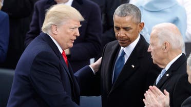 President Donald Trump greets former VP Joe Biden and former President Barack Obama after being sworn in as the 45th president of the US. (File Photo: Reuters)