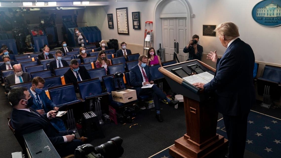 US President Donald Trump speaks during a news conference at the White House, July 22, 2020. (AP)