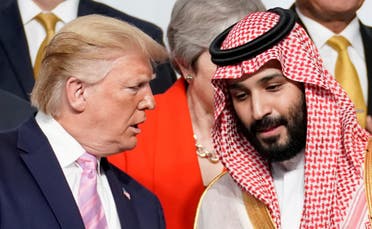 US President Donald Trump speaks with Saudi Arabia's Crown Prince Mohammed bin Salman at the G20 leaders summit in Japan, June 28, 2019. (File Photo: Reuters)