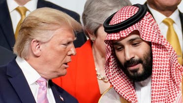 US President Donald Trump speaks with Saudi Arabia's Crown Prince Mohammed bin Salman at the G20 leaders summit in Japan, June 28, 2019. (File Photo: Reuters)
