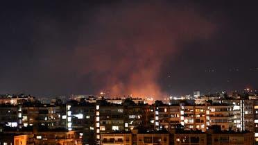Smoke billows following an Israeli airstrike targeting south of the capital Damascus, on July 20, 2020. (AFP)