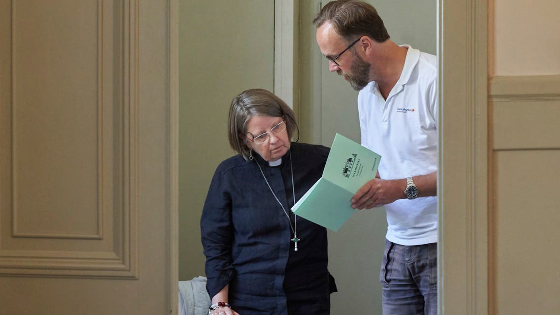 Rev. Elisabeth Oberg Hansen of the Church of Sweden in Stockholm on July 23, 2020. (AP)