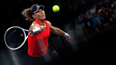 Australia’s Samantha Stosur in action during the first round of the Australian Open match against Catherine McNally of the US, in Melbourne, Australia, on January 20, 2020. (Reuters) 