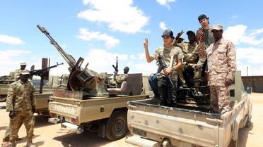 Fighters loyal to the UN-recognised Libyan Government of National Accord (GNA) secure the area of Abu Qurain, half-way between the capital Tripoli and Libya's second city Benghazi, against forces loyal to Khalifa Haftar, who is based in eastern Benghazi, on July 20, 2020. Since 2015, a power struggle has pitted the (GNA) against forces loyal to Haftar. The strongman is mainly supported by Egypt, the United Arab Emirates and Russia, while Turkey backs the GNA.
