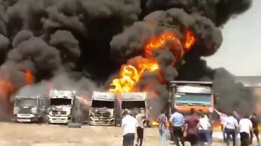 Several fuel tankers exploded in an industrial park in western Iran. (Screengrab)