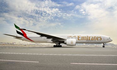 A general view of an Emirates Airlines' Boeing 777-300ER aircraft in Dubai, United Arab Emirates in this undated picture obtained June 25, 2020. (Emirates Airlines via Reuters)