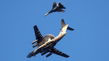 Russian Air Force Beriev A-50 early warning aircraft and Sukhoi Su-27 jet fighter fly in Kaliningrad, Russia April 25, 2020. (File Photo: Reuters)
