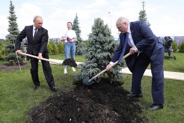 رئيسا روسيا وروسيا البيضاء يزرعان شجرة خلال إحياء ذكرى الحرب العالمية الثانية في روسيا نهاية يونيو الماضي