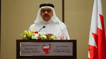 Bahrain Foreign Minister Dr. Abdullatif bin Rashid Al Zayani, speaks during a press conference in Manama, Bahrain, June 29, 2020. (Reuters)