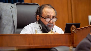 Committee Chairman Rep. Raul Grijalva, D-Ariz., speaks Monday, June 29, 2020, on Capitol Hill in Washington, during the House Natural Resources Committee hearing on the police response in Lafayette Square. (Bonnie Cash/Pool via AP)