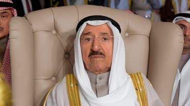 In this March 31, 2019 file photo, Kuwait's ruling emir, Sheikh Sabah Al Ahmad Al Sabah, attends the opening of the 30th Arab Summit, in Tunis, Tunisia. (AP)