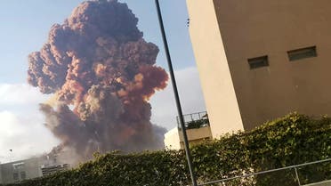 Smoke rises after an explosion in Beirut, Lebanon August 4, 2020, in this picture obtained from a social media video.  (Reuters)