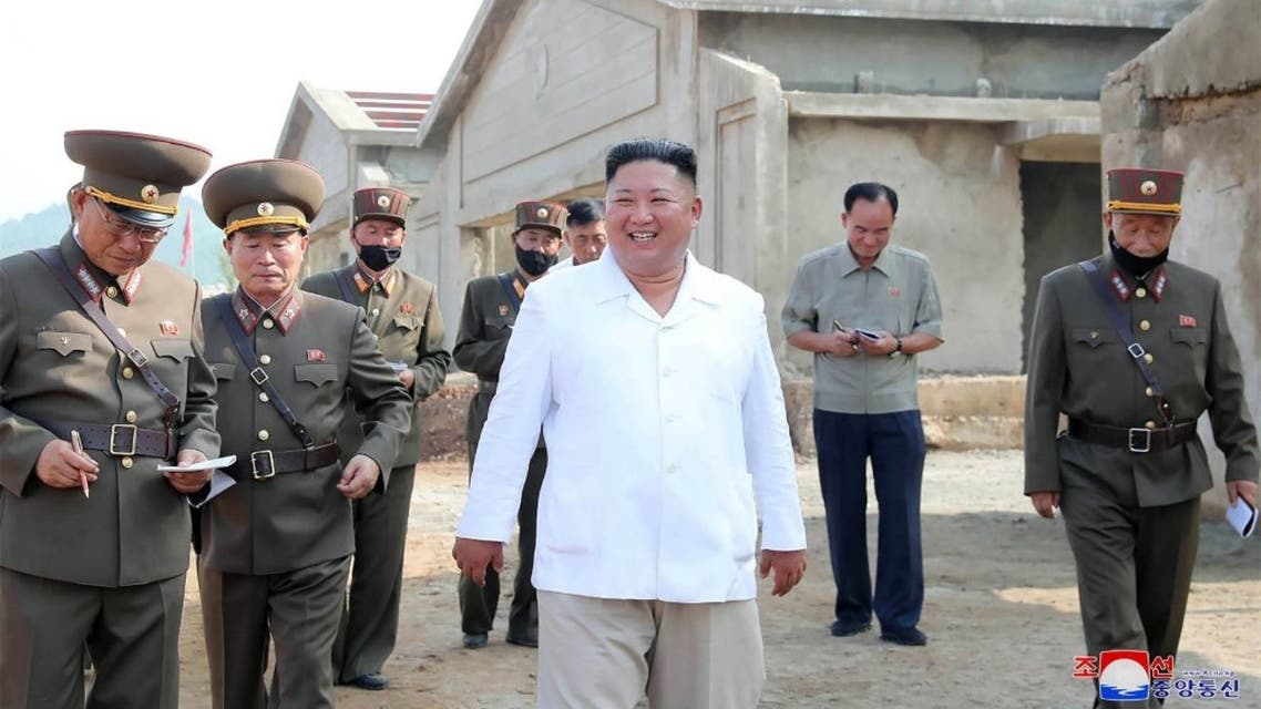 This undated picture released from North Korea's official Korean Central News Agency (KCNA) on July 23, 2020 shows North Korean leader Kim Jong Un (C). (AFP)