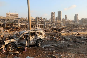 A damaged vehicle is seen at the site of an explosion in Beirut, Lebanon August 4, 2020. (Reuters)
