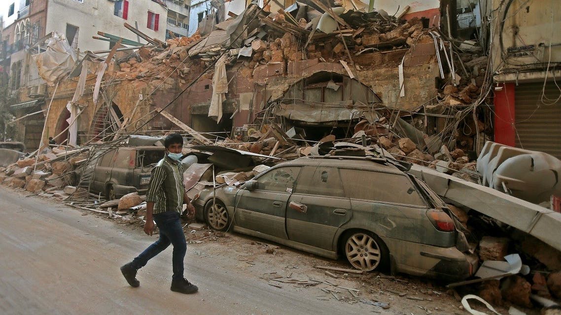 A picture shows the aftermath of a blast that tore through Lebanon's capital on August 5, 2020 in Beirut. (AFP)