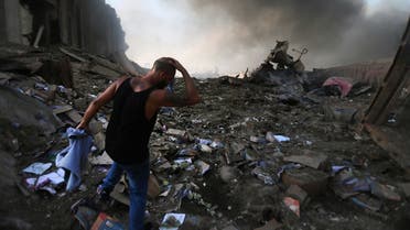 A picture shows the scene of an explosion at the port in the Lebanese capital Beirut on August 4, 2020. (AFP)