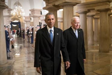 President Barack Obama and Vice President Joe Biden walk through the Crypt of the Capitol for Donald Trump's inauguration ceremony, in Washington, Friday, Jan. 20, 2017. (Reuters)