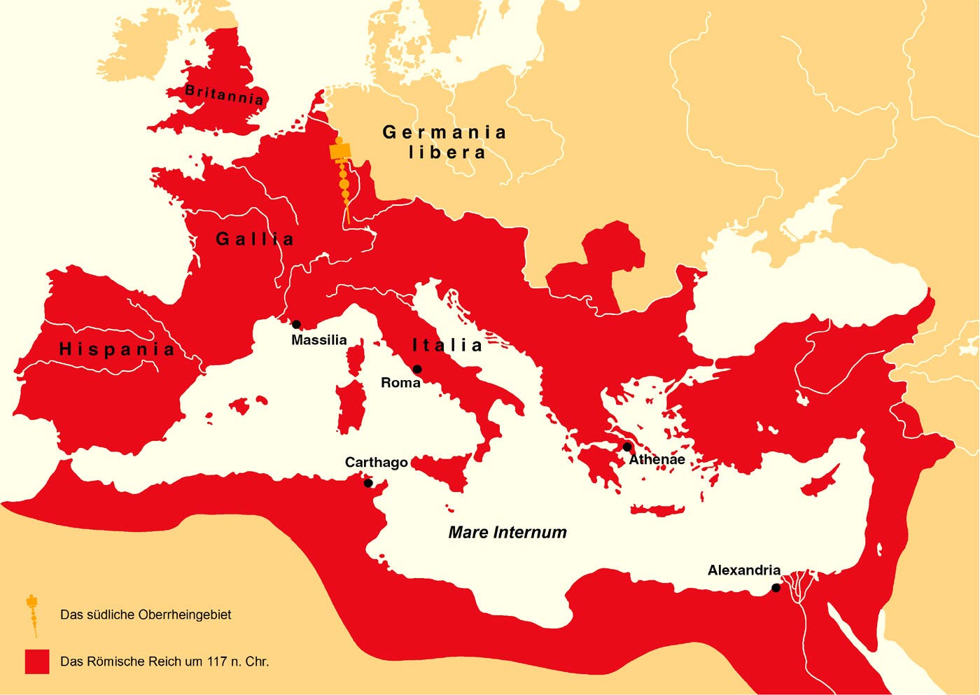 خريطة الإمبراطورية الرومانية خلال أوج توسعها