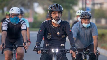Sheikh Mohammed bin Rashid Al Maktoum, Vice President, Prime Minister and Ruler of Dubai, enjoying a bicycle ride in Dubai along with his associates on Thursday.