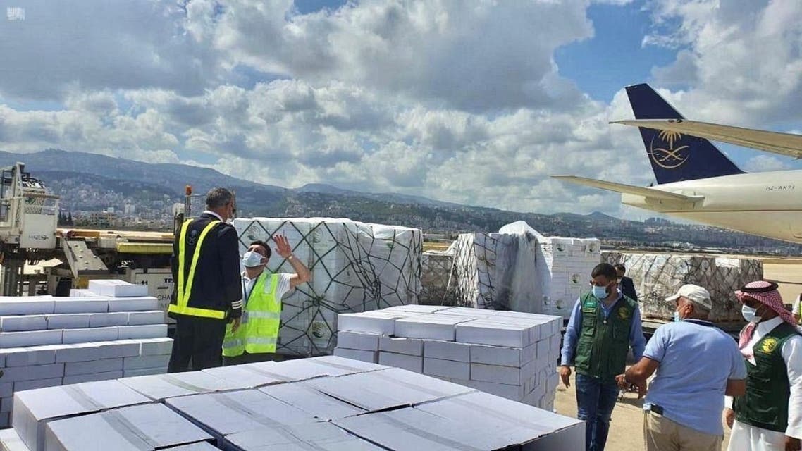 KSrelief aid plane arrives in Lebanon. (SPA)