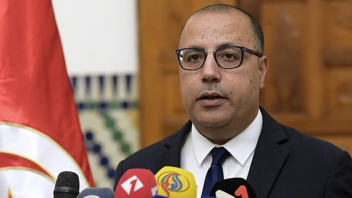 Tunisia's Prime Minister-designate Hichem Mechichi briefs the media about his proposed government list during a press conference in Carthage, east of the capital Tunis, on August 10, 2020. (AFP)