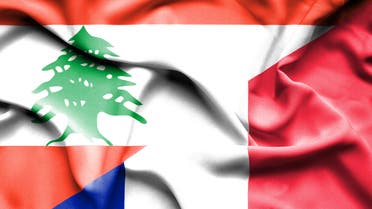 France and Lebanon or Lebanese Republic, symbol of national flags from textile. Championship between two countries. stock illustration
