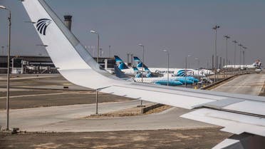 EgyptAir aircraft are pictured on the tarmac of Cairo International Airport on June 18, 2020. (AFP)