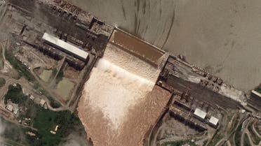A handout satellite image shows a view of the Grand Ethiopian Renaissance Dam (GERD) in Ethiopia, July 28, 2020. Satellite image ©2020 Maxar Technologies via REUTERS ATTENTION EDITORS - THIS IMAGE HAS BEEN SUPPLIED BY A THIRD PARTY. MANDATORY CREDIT. NO RESALES. NO ARCHIVES. MUST NOT OBSCURE WATERMARK