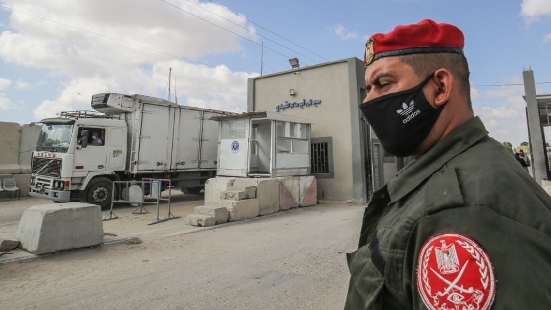 A member of Palestinian Hamas security forces stands outside the Kerem Shalom crossing in the southern Gaza Strip city of Rafah, on August 11, 2020. (File photo: AFP)