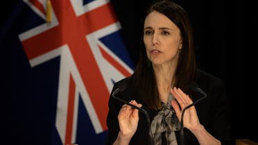 New Zealand’s Prime Minister Jacinda Ardern speaks to media regarding the latest case of coronavirus infections, at the parliament in Auckland on August 12, 2020. (AFP)