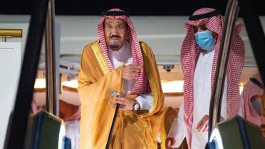 Saudi Arabia’s King Salman bin Abdulaziz arrives to NEOM, Aug. 12, 2020. (SPA)