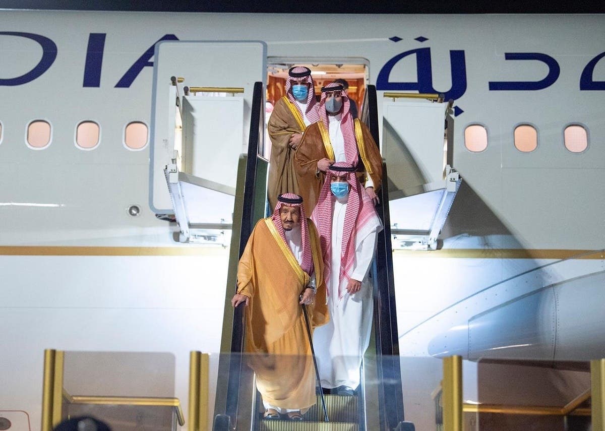 Saudi Arabia’s King Salman bin Abdulaziz arrives to NEOM, Aug. 12, 2020. (Supplied)