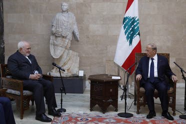 Lebanon's President Aoun meets with Iran's Foreign Minister Zarif at the presidential palace in Baabda. (Reuters)