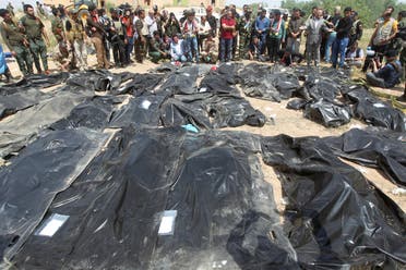 Bodies at Camp Speicher in Tikrit on April 12, 2015