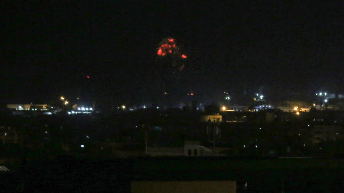 Smoke and flames rise after war planes belonging to the Israeli army carried out airstrikes over the southern Gaza Strip city of Rafah, on August 18, 2020. Egyptian mediators entered Gaza on August 17 seeking to calm tensions after a week of clashes in which Israel has launched military strikes in response to airborne incendiary devices that have ignited wildfires.