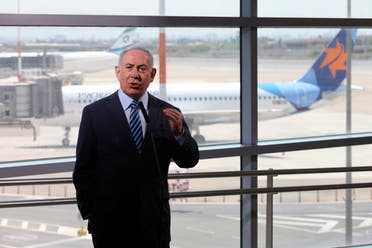 Israeli Prime Minister Benjamin Netanyahu tours Ben-Gurion Airport southeast of Tel Aviv, Israel. (AP)